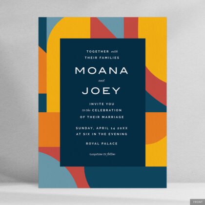 Modern Retro Sunrise , Premium Wedding Invitation Design