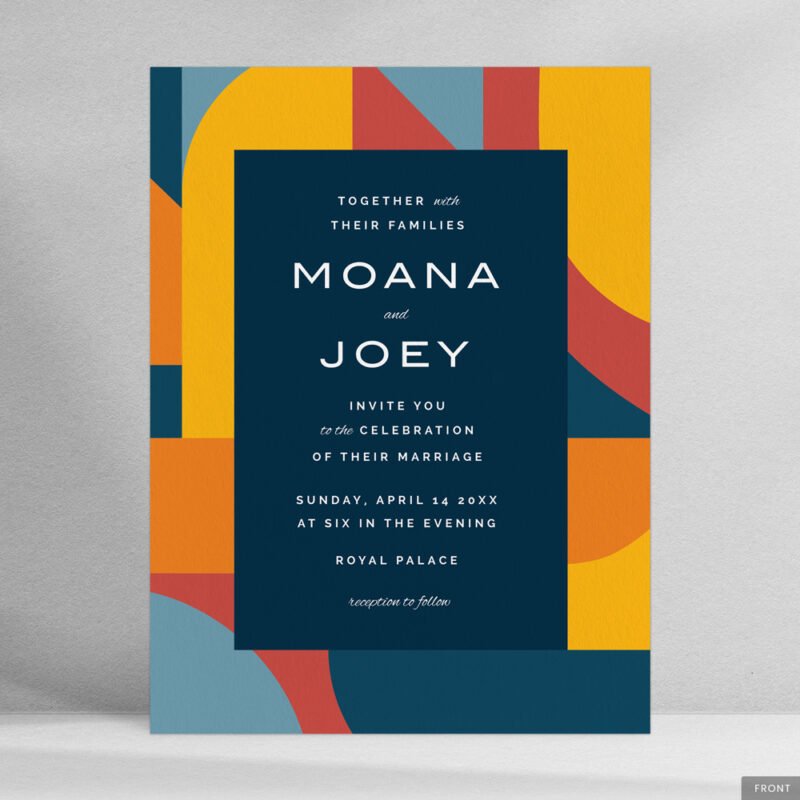 Modern Retro Sunrise , Premium Wedding Invitation Design